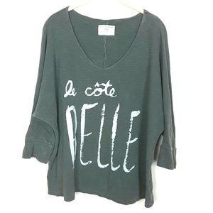 Anthro Sol Angeles Green Graphic Tee